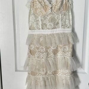 Fashion Nova Cream Lace Dress